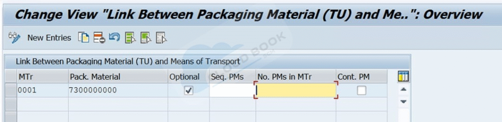 Link the TU with packing material for TU with means of transport