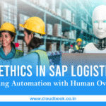 AI robot and human workers in a warehouse, representing AI ethics in SAP logistics